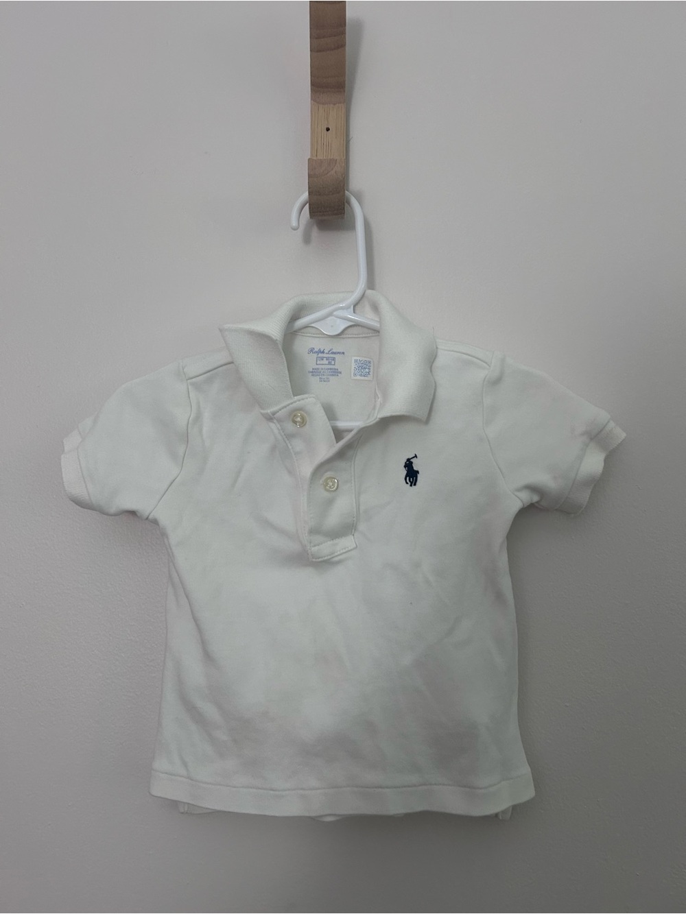 Ralph Lauren White Polo with Navy Pony Embroidery